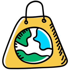
Globe on handbag showcasing global shopping icon
