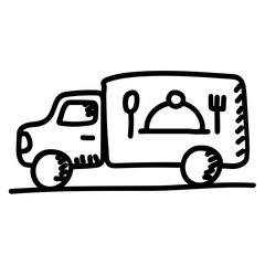
Cloche on vehicle showcasing food delivery icon
