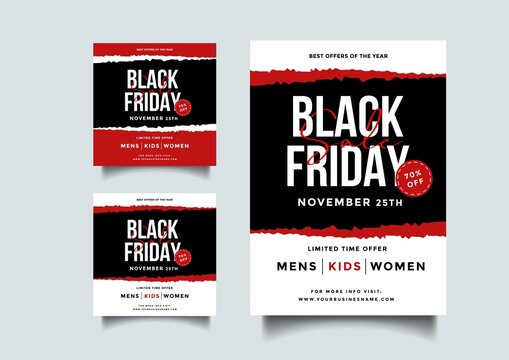 Black friday social media and a4 flyer vector template