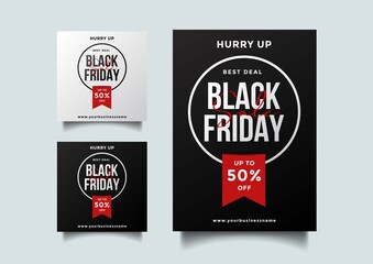 Black friday social media and a4 flyer vector template