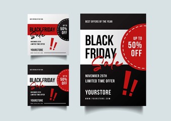 Black friday social media and a4 flyer vector template