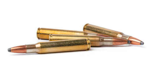 Metal cartridges isolated on white background close up