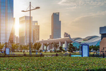Modern urban architectural landscape of Lianyungang, Jiangsu, China