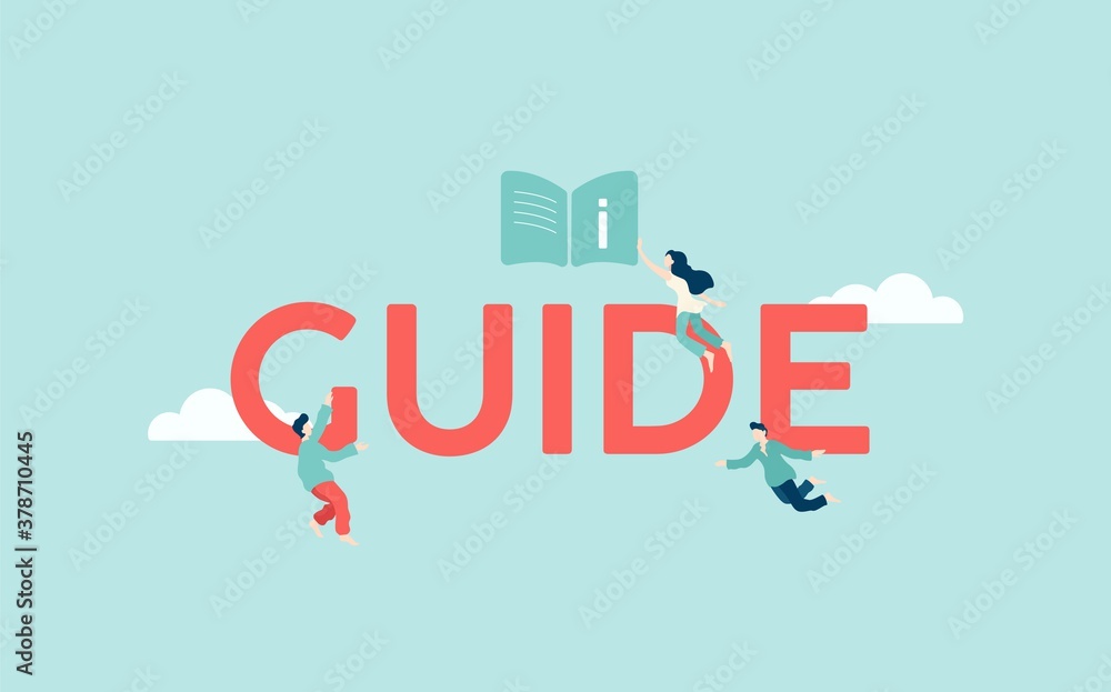 Aufkleber Guide user information illustration. Educational guide and web reference for use technical instructions frequently asked questions help with learning and learning new devices.