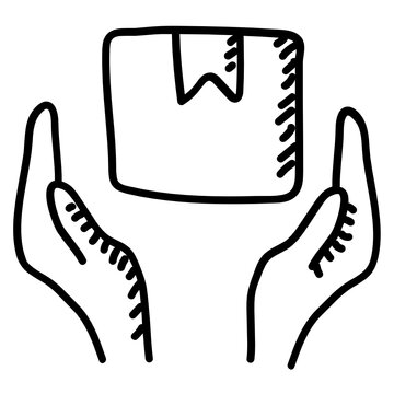 
Parce inside hands doodle design of arcel care icon
