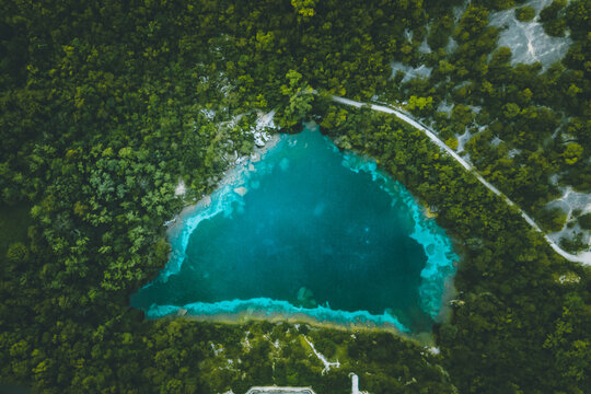 Lake Cornino, Friuli Venezia Giulia region, Italy. Beautiful emerald water in the Cornino regional nature reserve