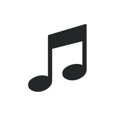 Music note symbol icon. Sound logo sign shape. Vector illustration image. Isolated on white background.
