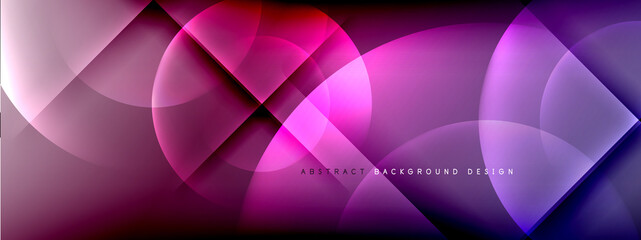 Vector abstract background - circle and cross on fluid gradient with shadows and light effects. Techno or business shiny design templates for text