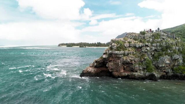 Maconde view point, Baie du Cap, Mauritius island, Africa. Aerial view from drone
