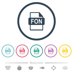 FON file format flat color icons in round outlines