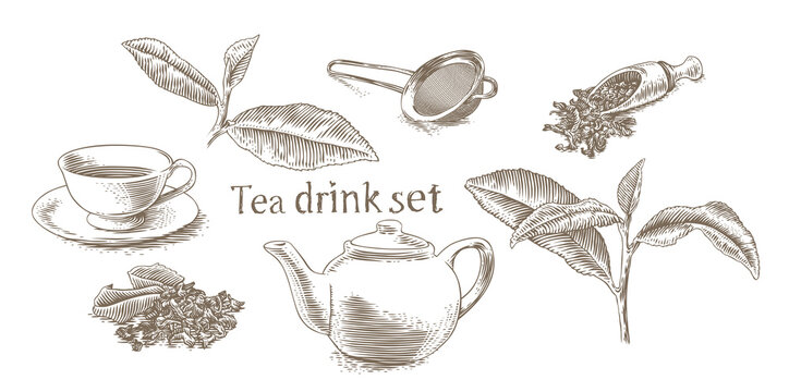 Tea drink picture set