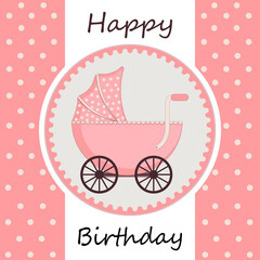 Happy Birthday. Perfect for greeting cards, party invitations, posters, stickers, pin, scrapbooking, icons.Vector illustration.