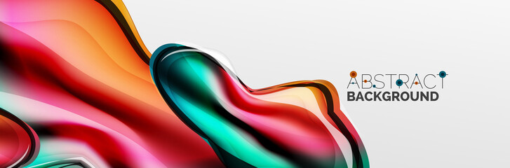 Vector abstract background, flowing liquid style bubble with metallic, color quicksilver chrome texture and color glow effects