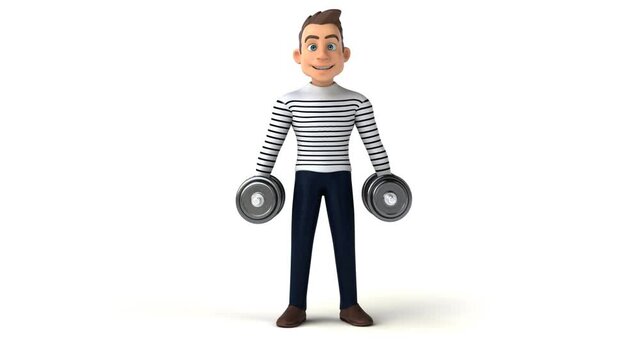 Fun 3D cartoon character with weights