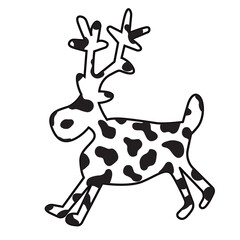 Silhouette deer, cartoon deer animal, illustration