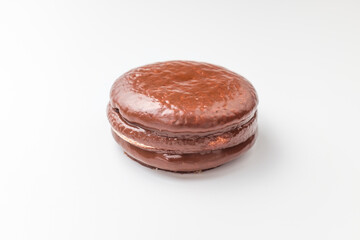 Chocolate pie on white background