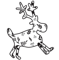 Silhouette deer, cartoon deer animal, illustration
