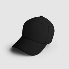 Mockup blank baseball cap, sun protection hats, fashion accessory, isolated on white background, side view.