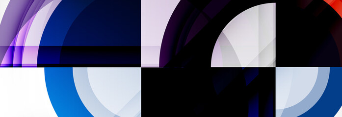 Round shapes, triangles and circles. Modern abstract background