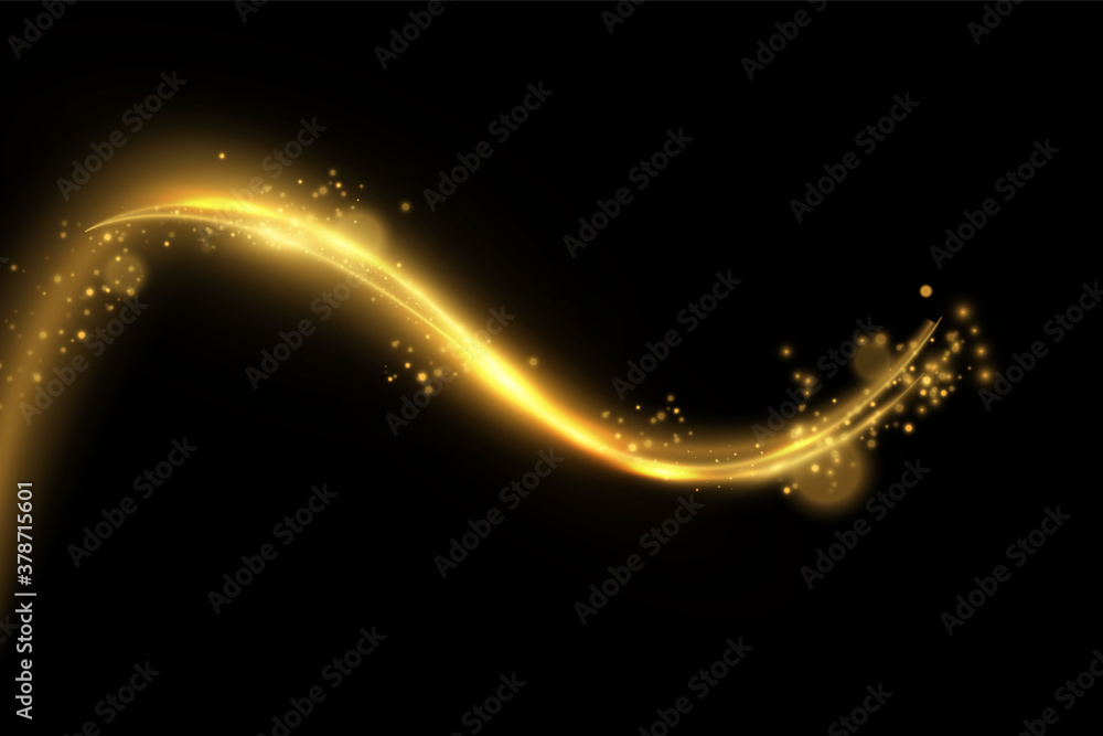 Poster shimmering waves with light effect isolated