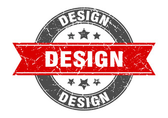 design round stamp with ribbon. label sign