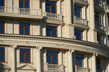 Obraz premium facade of the new building as a background, retro style exterior