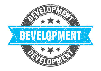 development round stamp with ribbon. label sign