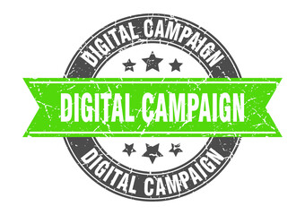 digital campaign round stamp with ribbon. label sign