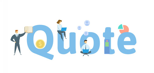 Quote. Concept with keywords, people and icons. Flat vector illustration. Isolated on white background.