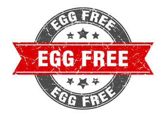 egg free round stamp with ribbon. label sign