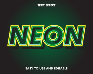 Text Effect - Neon Green Text. Editable and Easy to Use. Premium Vector Illustration