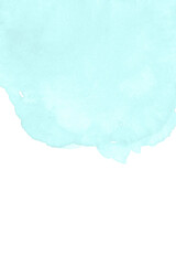 Blue watercolor paint on white paper texture background