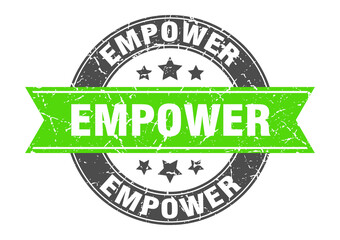 empower round stamp with ribbon. label sign