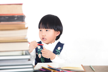 Chinese children studying hard in class