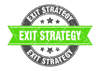 exit strategy round stamp with ribbon. label sign