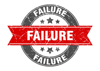 failure round stamp with ribbon. label sign