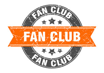 fan club round stamp with ribbon. label sign