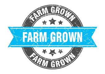 farm grown round stamp with ribbon. label sign