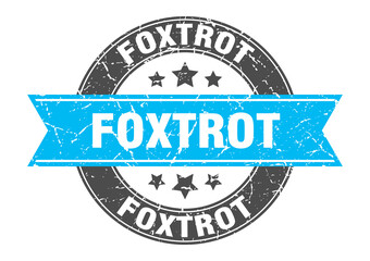 Fototapeta premium foxtrot round stamp with ribbon. label sign