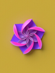 3d rendering simple geometric stylized flower in modern style. Trendy design element. Digital illustration