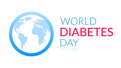 Concept for world diabetes day, health protection. Vector illustration of a silhouette of the planet earth in a blue ring. Web banner on white background.