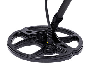 Black metal detector isolated on white background