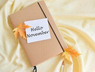 Hello November on Paper Note on texture background