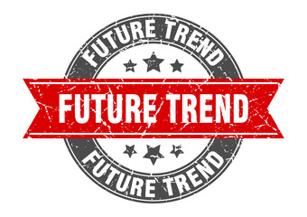 future trend round stamp with ribbon. label sign