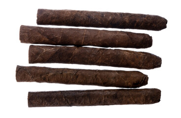 Hand rolled cigars isolated on white background