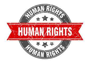 human rights round stamp with ribbon. label sign