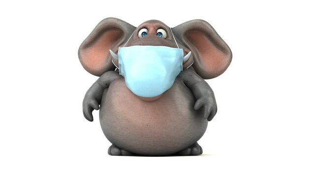 Fun 3D cartoon Elephant with a mask