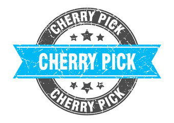 cherry pick round stamp with ribbon. label sign