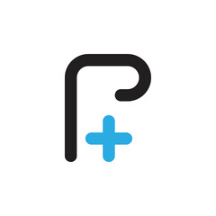 P plus logo design vector