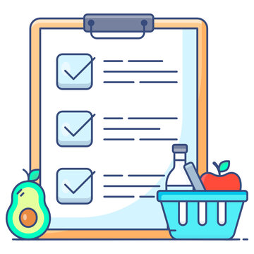 
Flat Icon Of Diet Plan, Healthy Food Chart 
